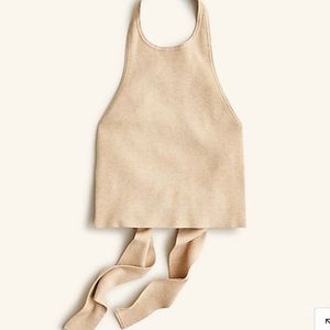 J Crew heather almond tie back halter style top. Light sweater material.